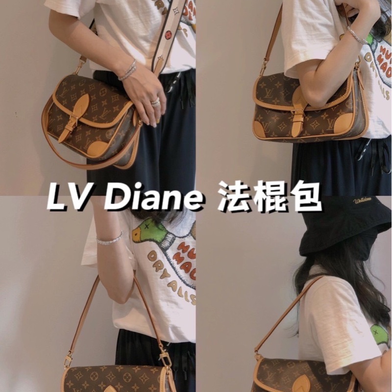 Louis Vuitton 路易威登M45985經典DIANE系列Monogram帆布 #法棍包 / #斜背包 / #肩背包 晶片款-1