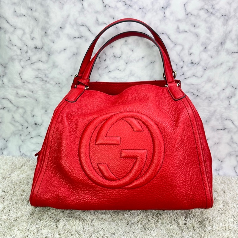Gucci 282309 SOHO系列紅色小牛皮流蘇側肩包-4
