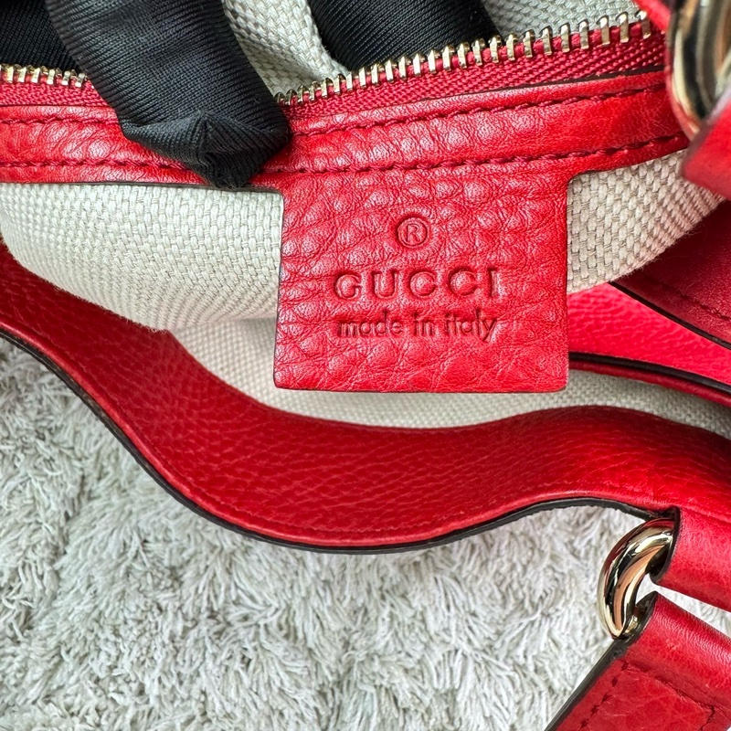 Gucci 282309 SOHO系列紅色小牛皮流蘇側肩包-6