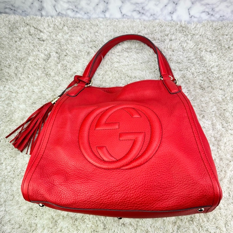 Gucci 282309 SOHO系列紅色小牛皮流蘇側肩包-10