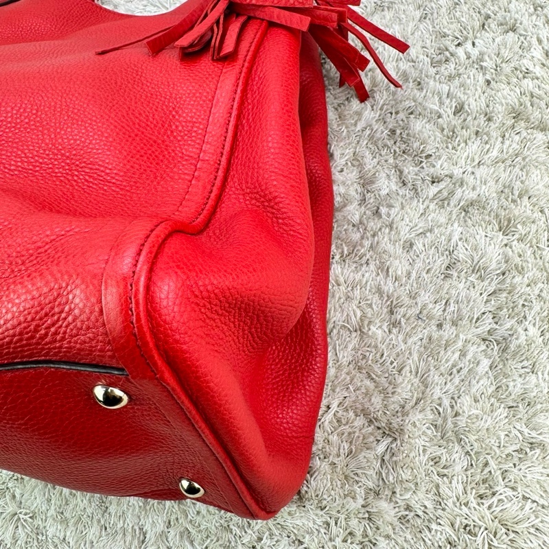 Gucci 282309 SOHO系列紅色小牛皮流蘇側肩包-13