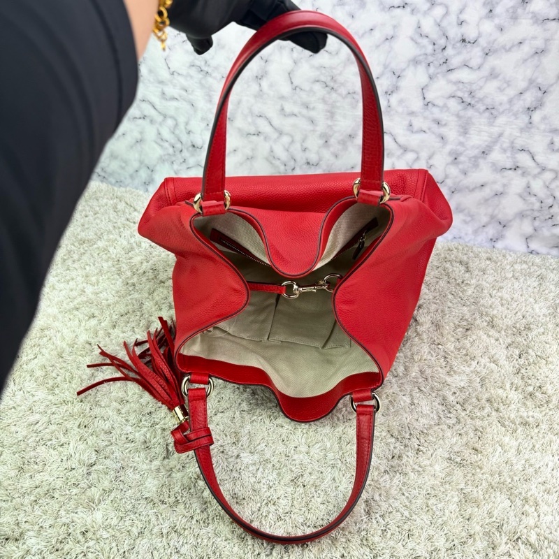 Gucci 282309 SOHO系列紅色小牛皮流蘇側肩包-21