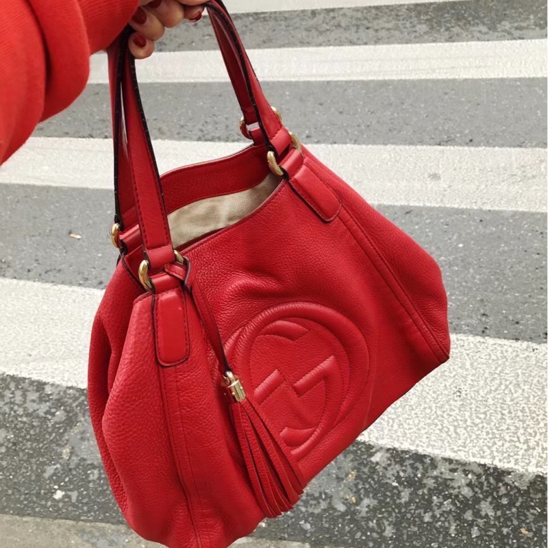 Gucci 282309 SOHO系列紅色小牛皮流蘇側肩包-23