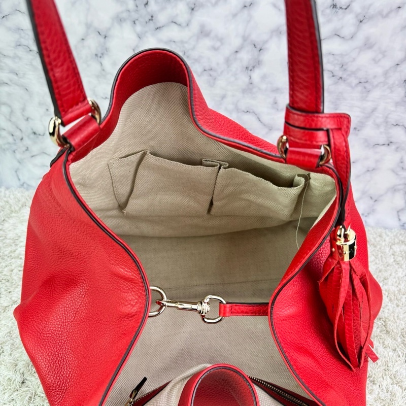 Gucci 282309 SOHO系列紅色小牛皮流蘇側肩包-24