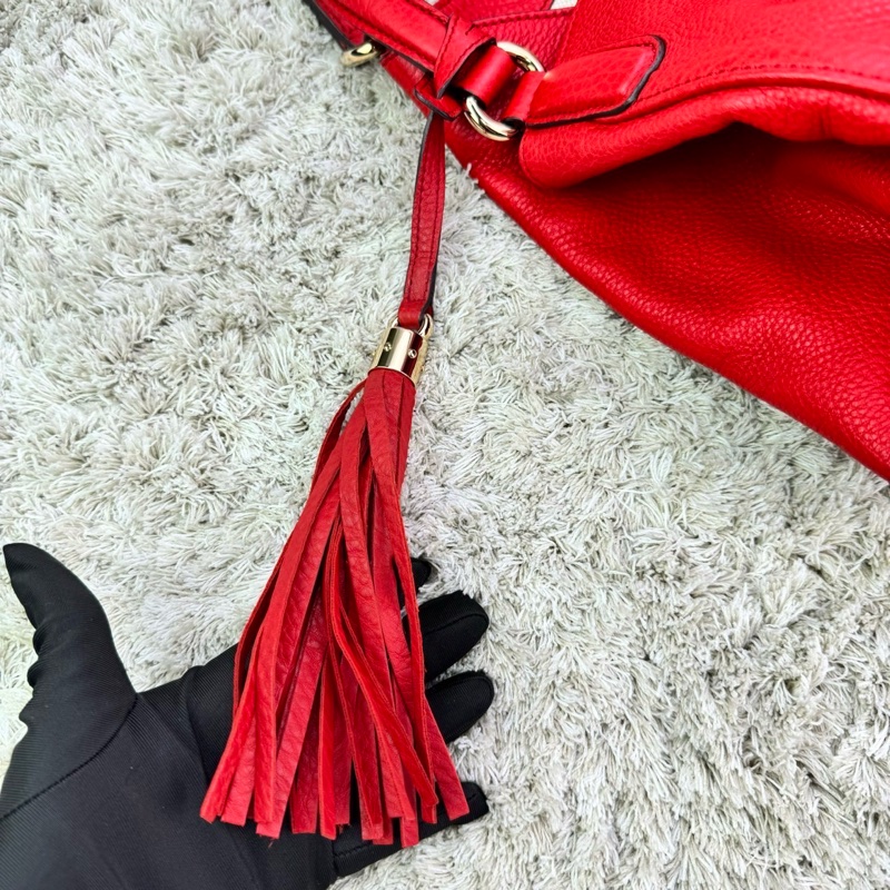 Gucci 282309 SOHO系列紅色小牛皮流蘇側肩包-25