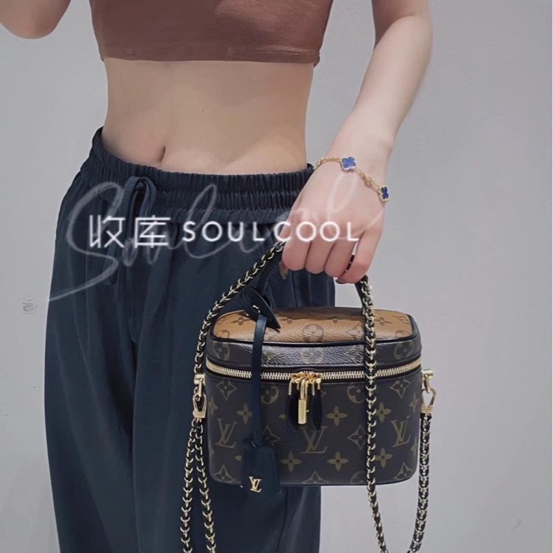 LV M45165 VANITY PM花紋LOG Monogram Reverse帆布拉鍊手提斜背化妝包  ⭕️⭕️晶片款⭕️⭕️-3