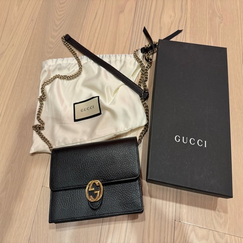 【GUCCI】 金屬雙G LOGO 手拿斜背三用包