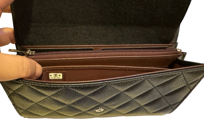 🧧過年優惠價 CHANEL 經典口袋長夾黑銀 粒紋小牛皮-3