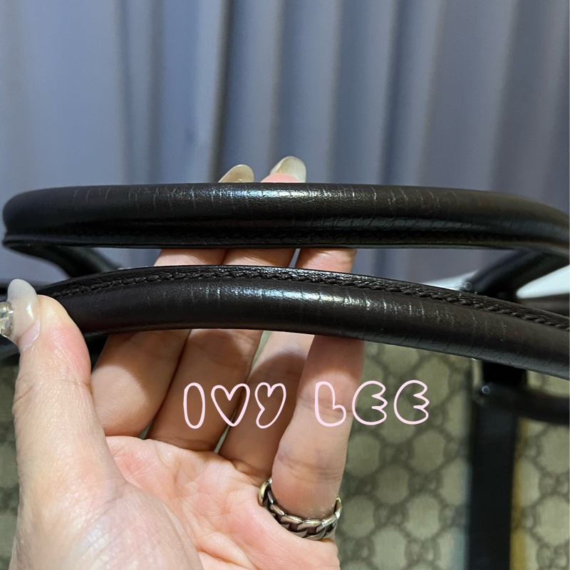 GUCCI 經典PVC防水扣式橫式購物包 托特包 大 咖邊 114595 二手精品-4