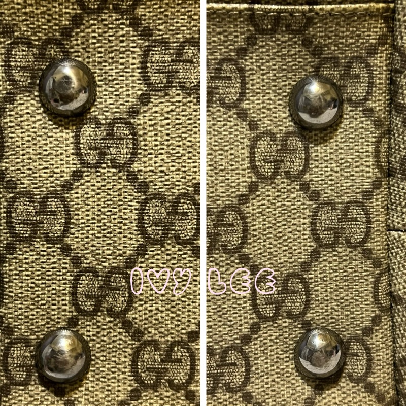 GUCCI 經典PVC防水扣式橫式購物包 托特包 大 咖邊 114595 二手精品-10