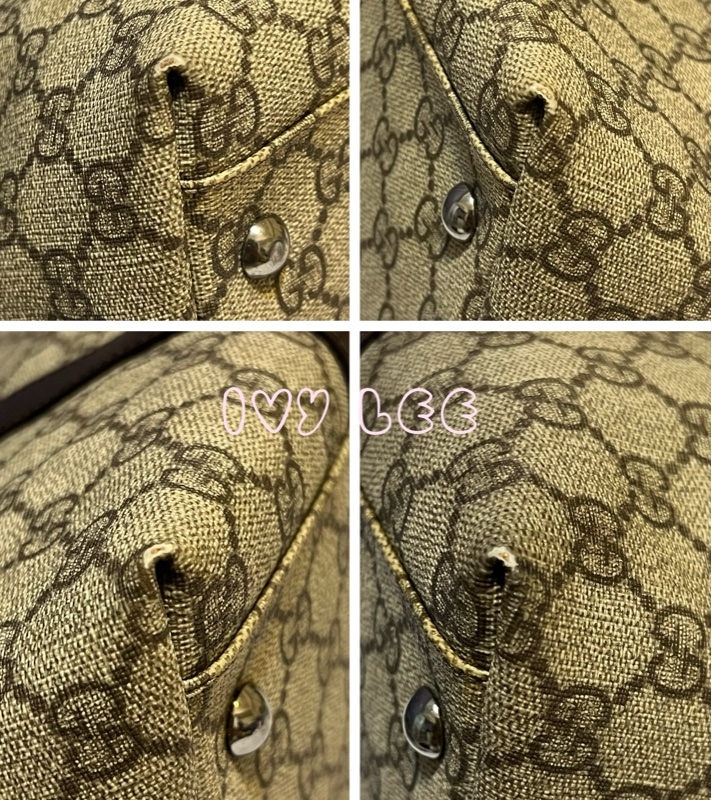 GUCCI 經典PVC防水扣式橫式購物包 托特包 大 咖邊 114595 二手精品-11
