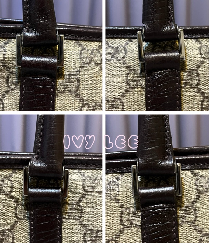 GUCCI 經典PVC防水扣式橫式購物包 托特包 大 咖邊 114595 二手精品-12
