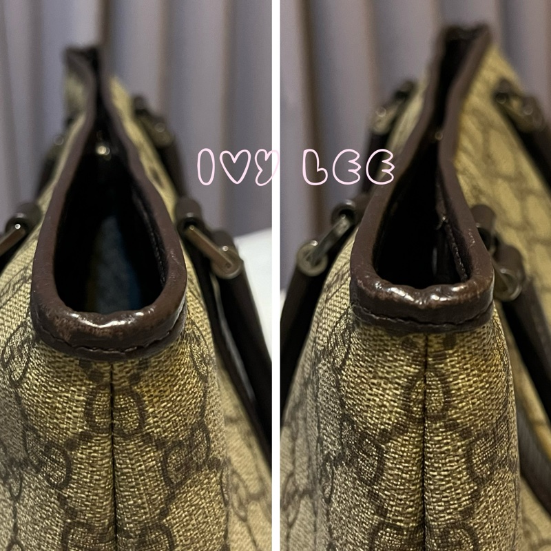 GUCCI 經典PVC防水扣式橫式購物包 托特包 大 咖邊 114595 二手精品-15
