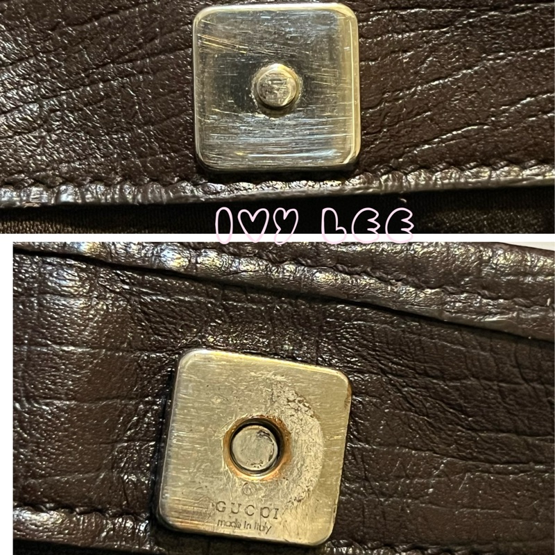GUCCI 經典PVC防水扣式橫式購物包 托特包 大 咖邊 114595 二手精品-16