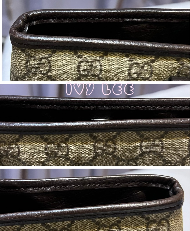 GUCCI 經典PVC防水扣式橫式購物包 托特包 大 咖邊 114595 二手精品-18