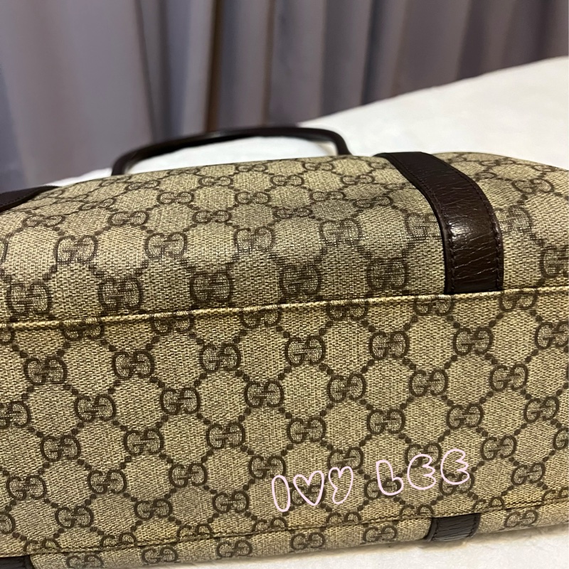 GUCCI 經典PVC防水扣式橫式購物包 托特包 大 咖邊 114595 二手精品-24