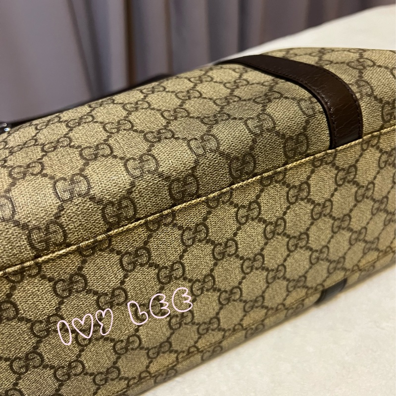 GUCCI 經典PVC防水扣式橫式購物包 托特包 大 咖邊 114595 二手精品-25