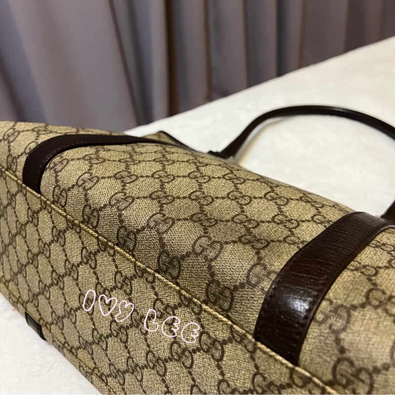 GUCCI 經典PVC防水扣式橫式購物包 托特包 大 咖邊 114595 二手精品-26