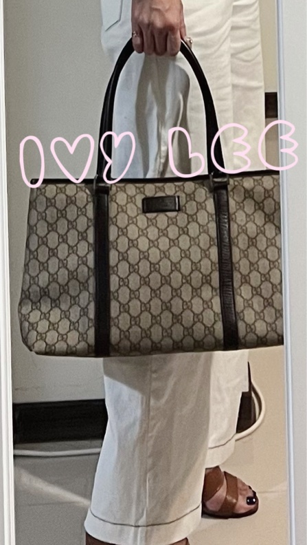 GUCCI 經典PVC防水扣式橫式購物包 托特包 大 咖邊 114595 二手精品-28