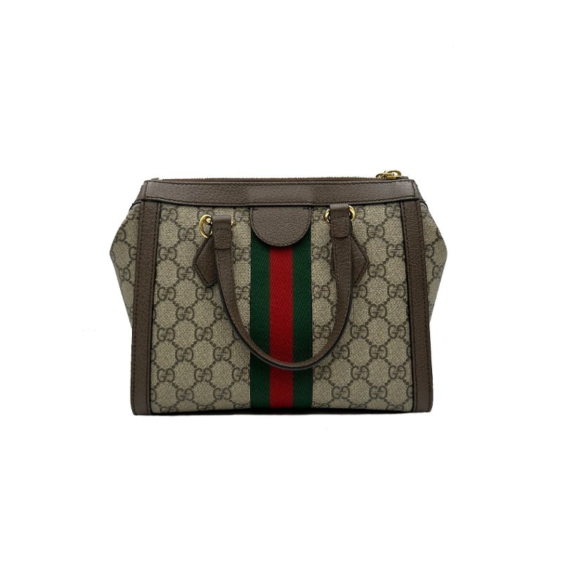 GUCCI Ophidia 老花帆布托特包 - 小號烏木色-2