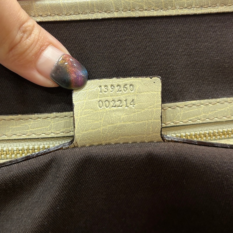 Gucci 139260緹花布白黃織帶Sherry Line托特包-20