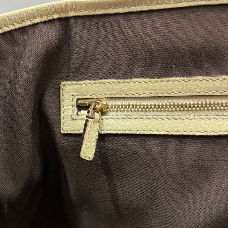 Gucci 139260緹花布白黃織帶Sherry Line托特包-21