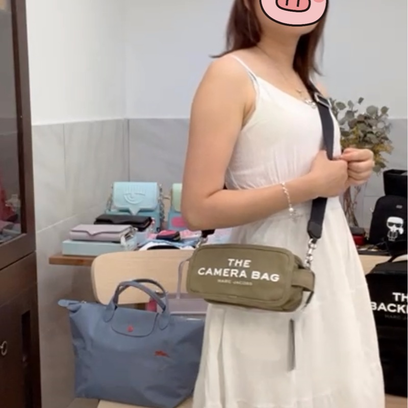 全新優惠Marc jacobs the camera bag字母帆布相機側背包/卡其綠-9