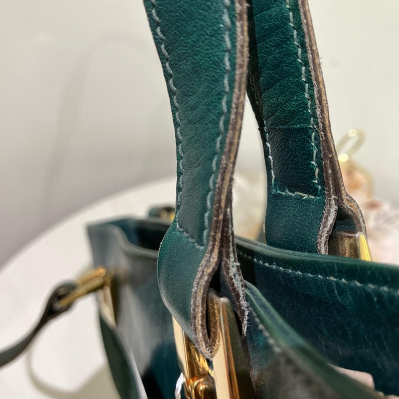 Gucci 中古綠色絨皮側背包-11