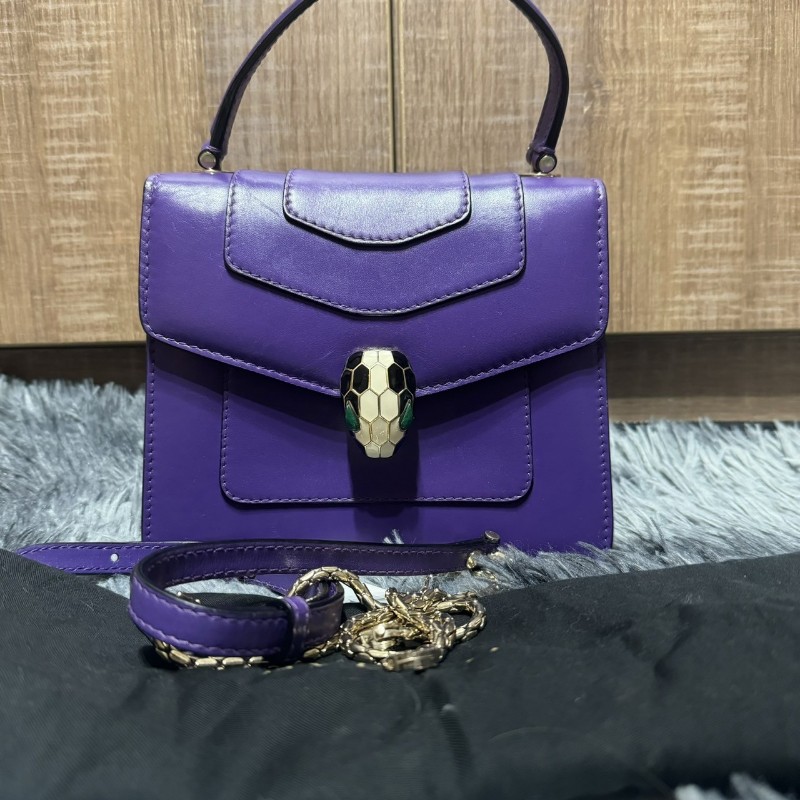 寶格麗 蛇頭包 風琴包 紫色-0