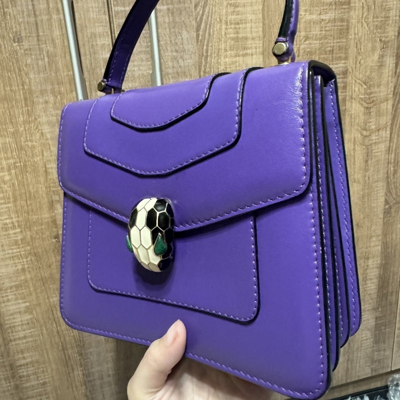 寶格麗 蛇頭包 風琴包 紫色-1