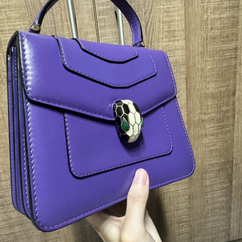 寶格麗 蛇頭包 風琴包 紫色-2