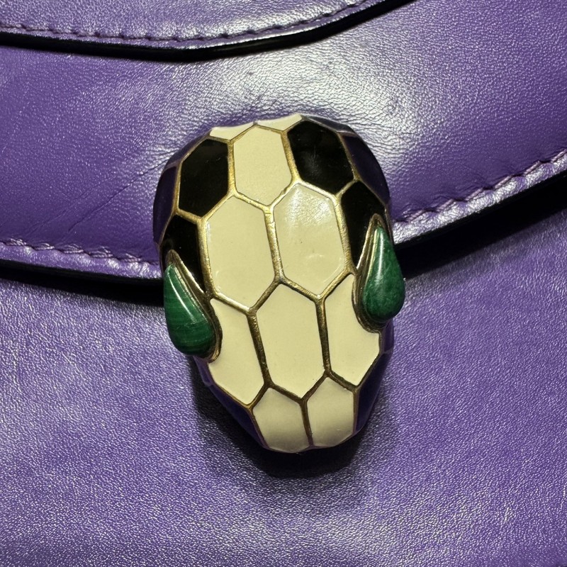 寶格麗 蛇頭包 風琴包 紫色-3