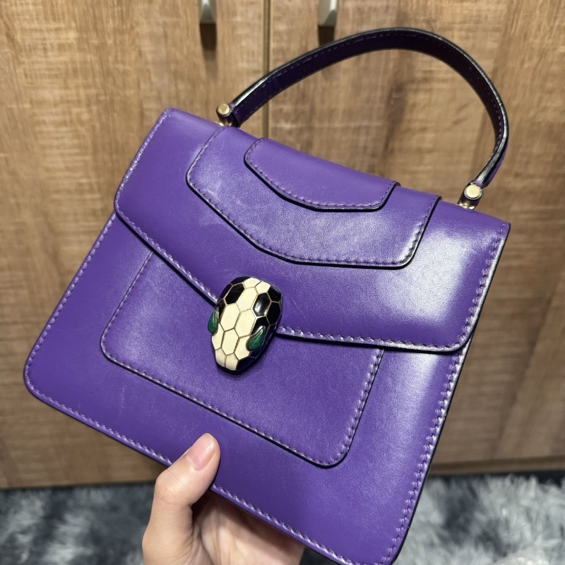 寶格麗 蛇頭包 風琴包 紫色-7