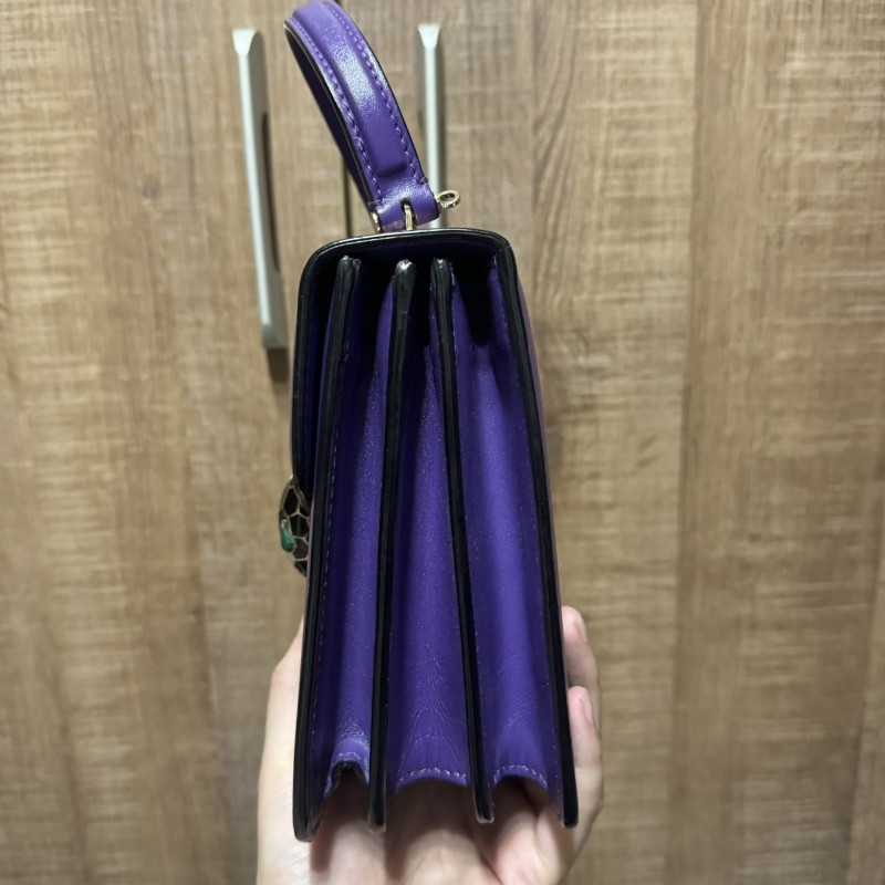 寶格麗 蛇頭包 風琴包 紫色-8