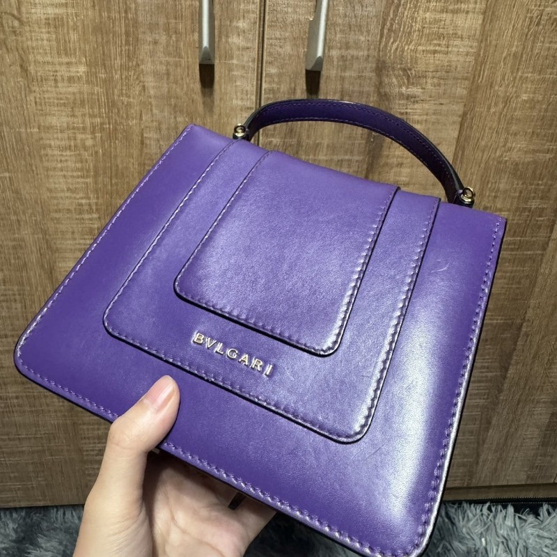 寶格麗 蛇頭包 風琴包 紫色-12