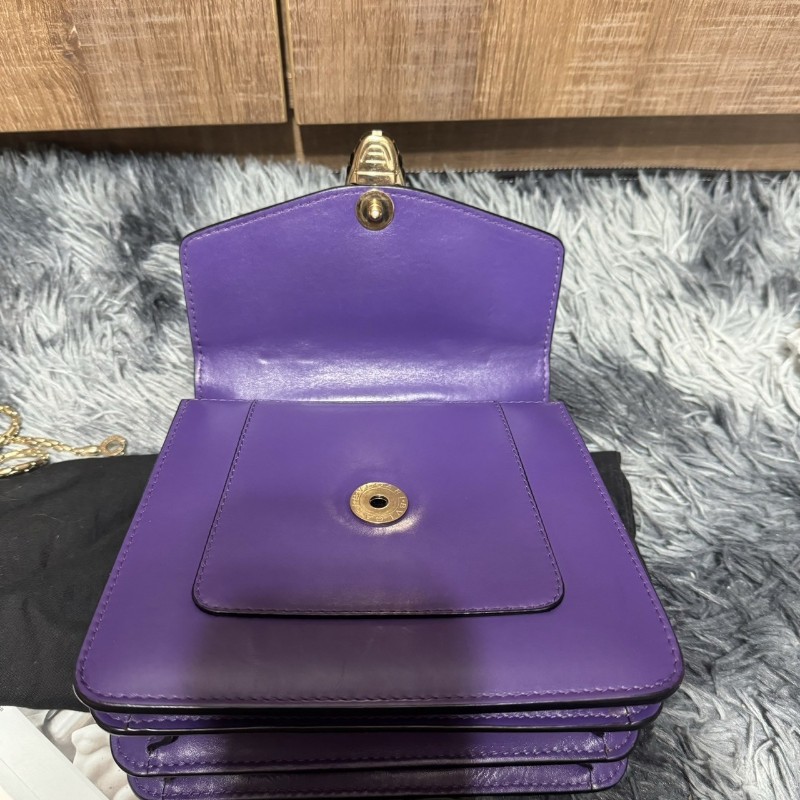 寶格麗 蛇頭包 風琴包 紫色-15