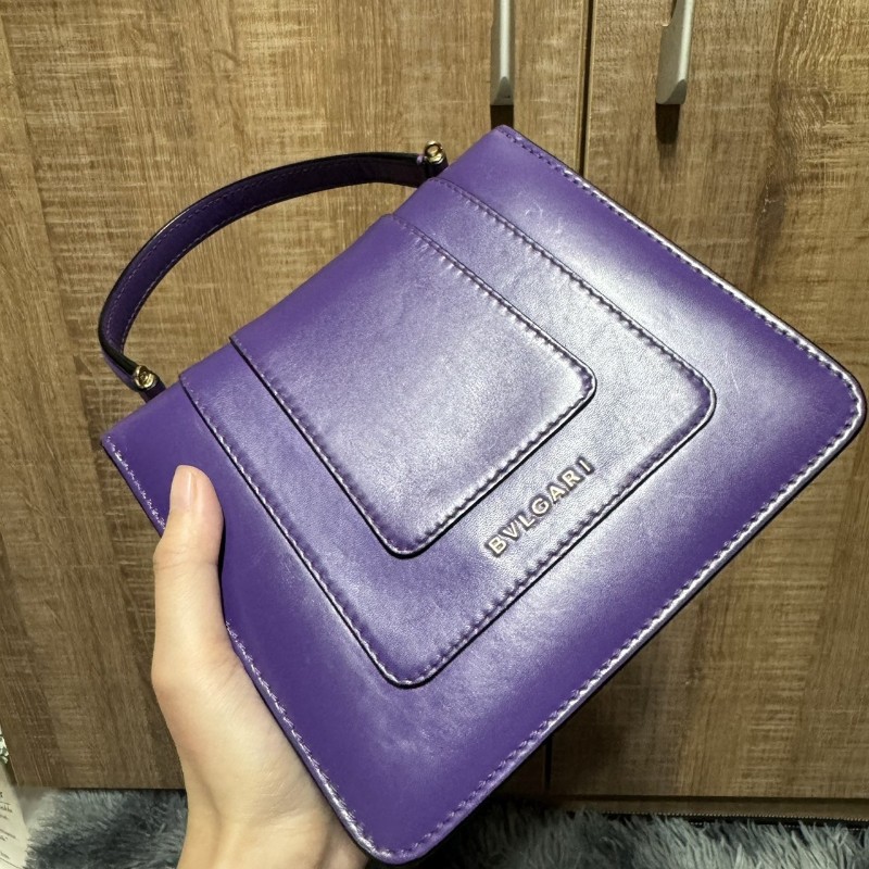 寶格麗 蛇頭包 風琴包 紫色-20