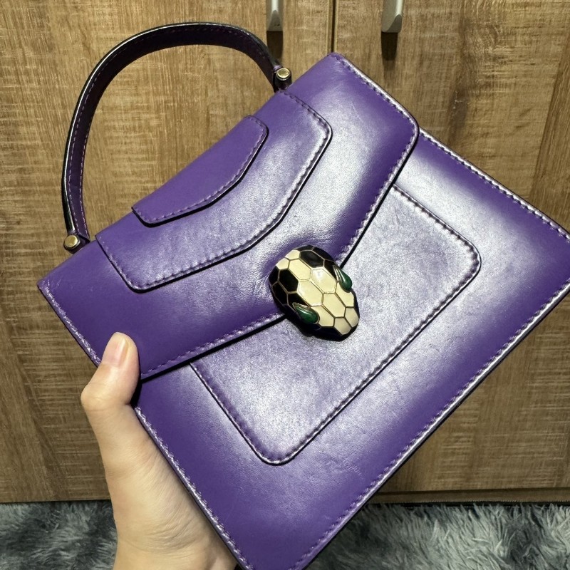 寶格麗 蛇頭包 風琴包 紫色-21