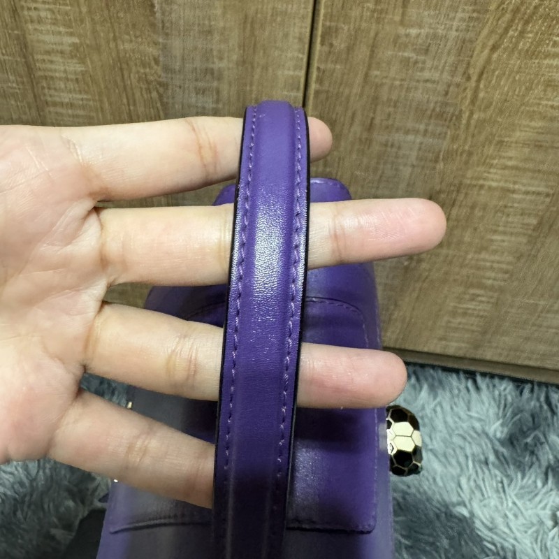 寶格麗 蛇頭包 風琴包 紫色-30