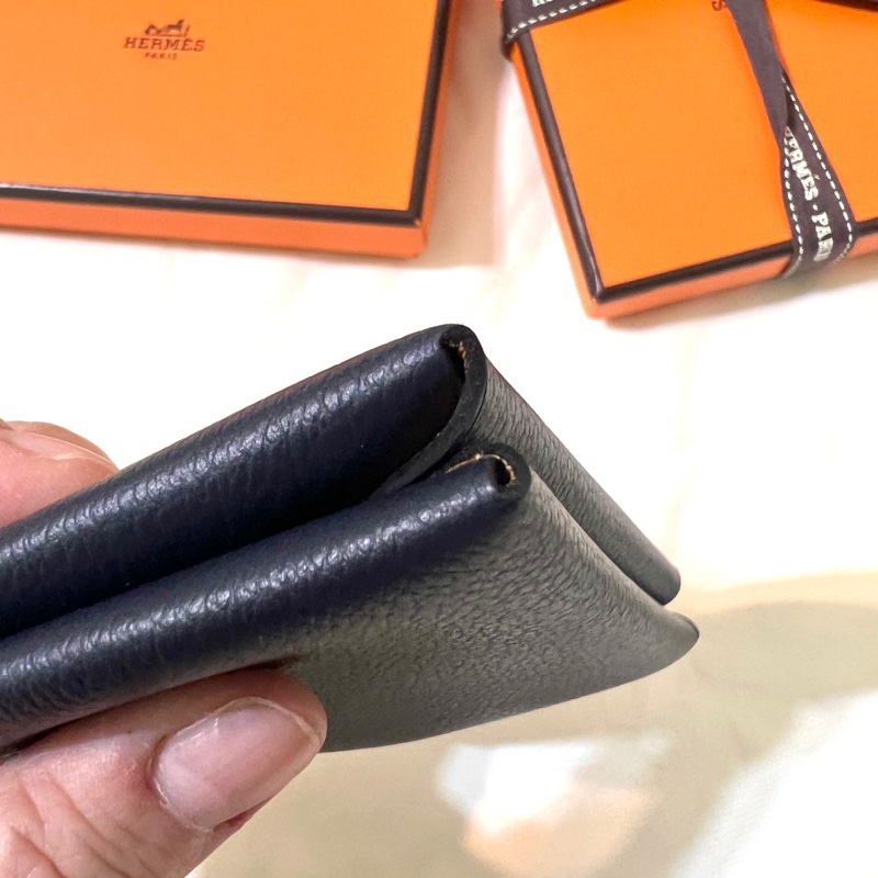 Hermès Calvi經典雙色卡夾-午夜藍-19
