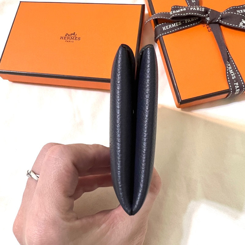 Hermès Calvi經典雙色卡夾-午夜藍-21