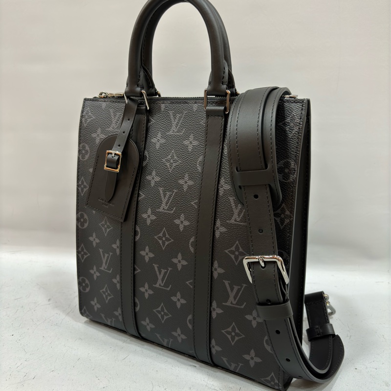 LV M46098 黑花 銀釦 手提 斜背 公事包 琴譜包-3