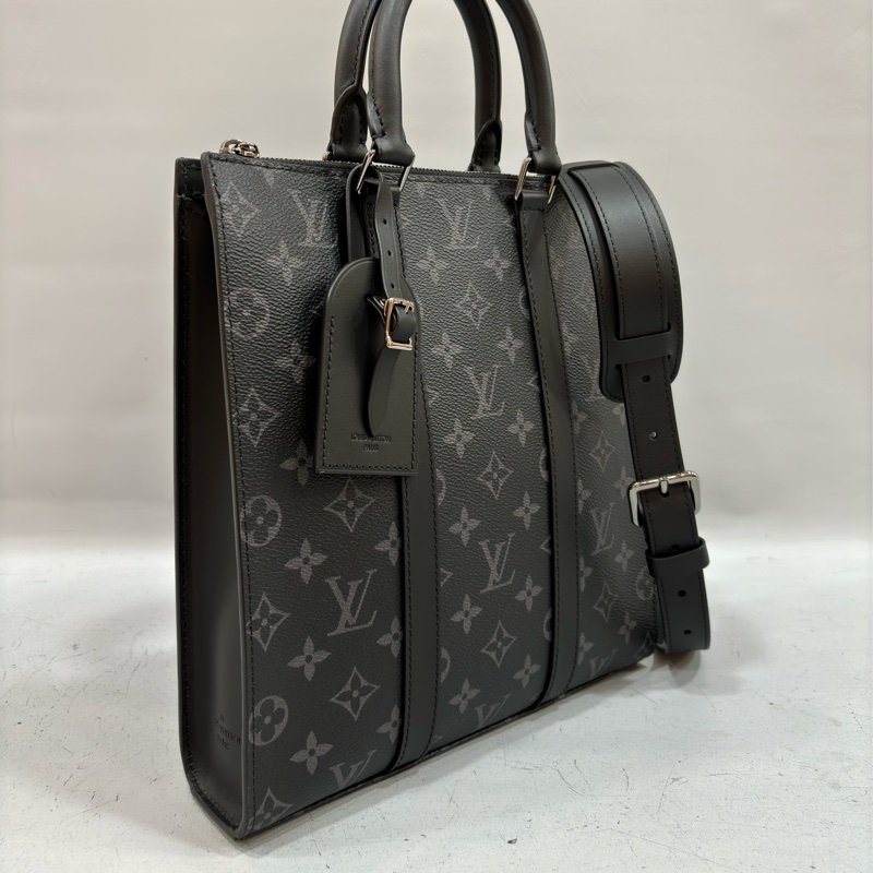 LV M46098 黑花 銀釦 手提 斜背 公事包 琴譜包-4