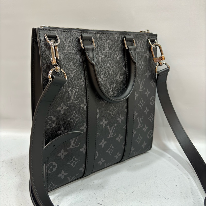 LV M46098 黑花 銀釦 手提 斜背 公事包 琴譜包-10