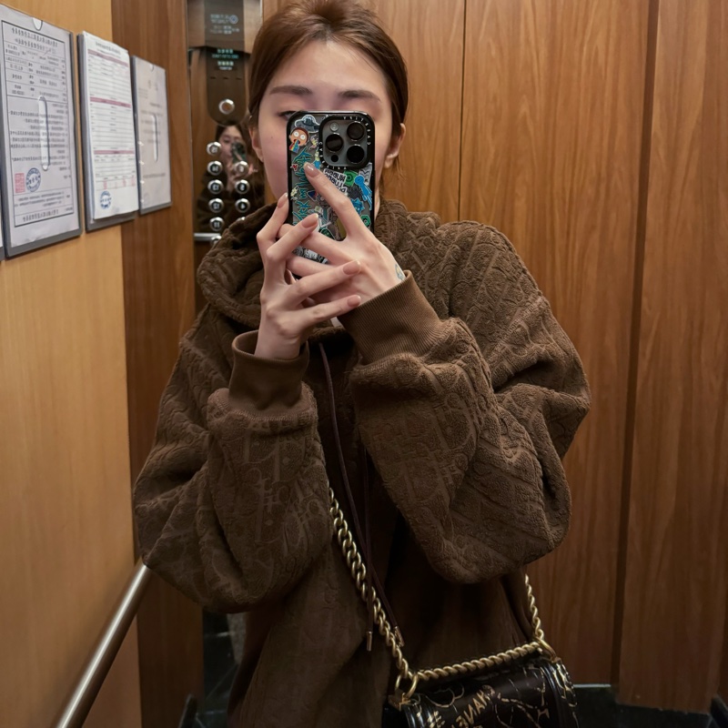 DIOR OBLIQUE 🤎毛巾布材質滿版老花連帽衫/帽T-6