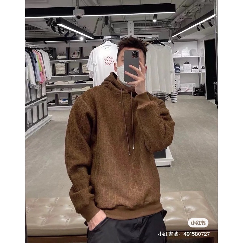 DIOR OBLIQUE 🤎毛巾布材質滿版老花連帽衫/帽T-8