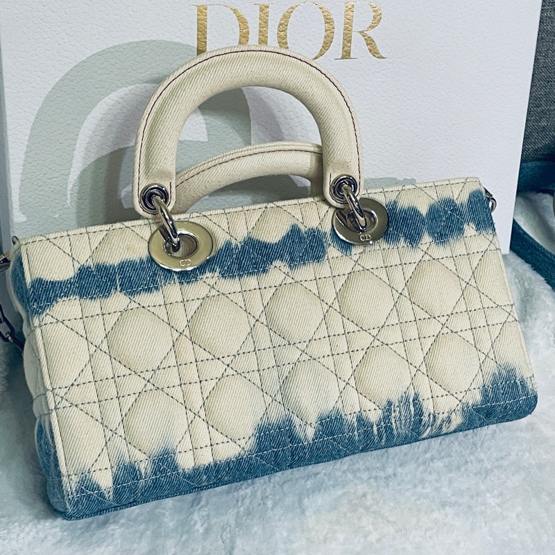 Dior全新 紮染籐格紋丹寧牛仔MEDIUM LADY D-JOY BAG-4