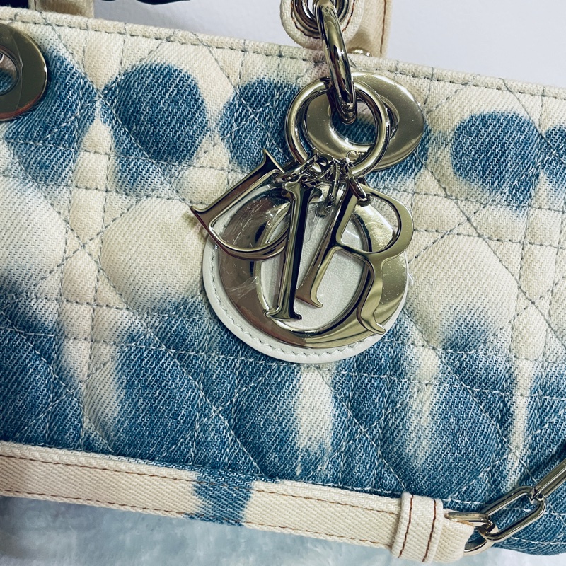 Dior全新 紮染籐格紋丹寧牛仔MEDIUM LADY D-JOY BAG-5