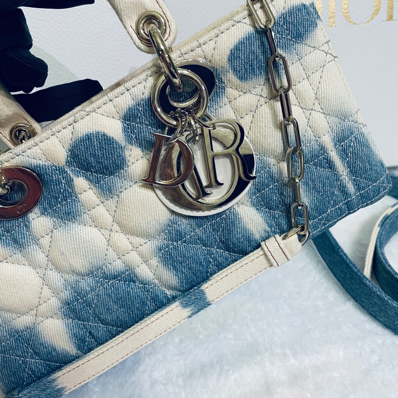 Dior全新 紮染籐格紋丹寧牛仔MEDIUM LADY D-JOY BAG-6