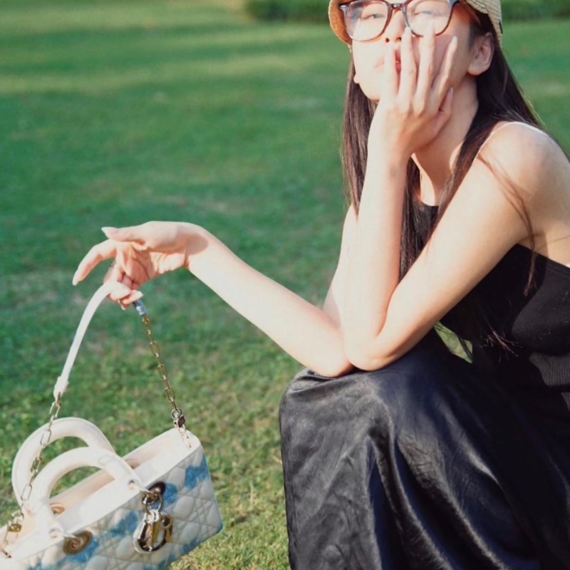 Dior全新 紮染籐格紋丹寧牛仔MEDIUM LADY D-JOY BAG-9